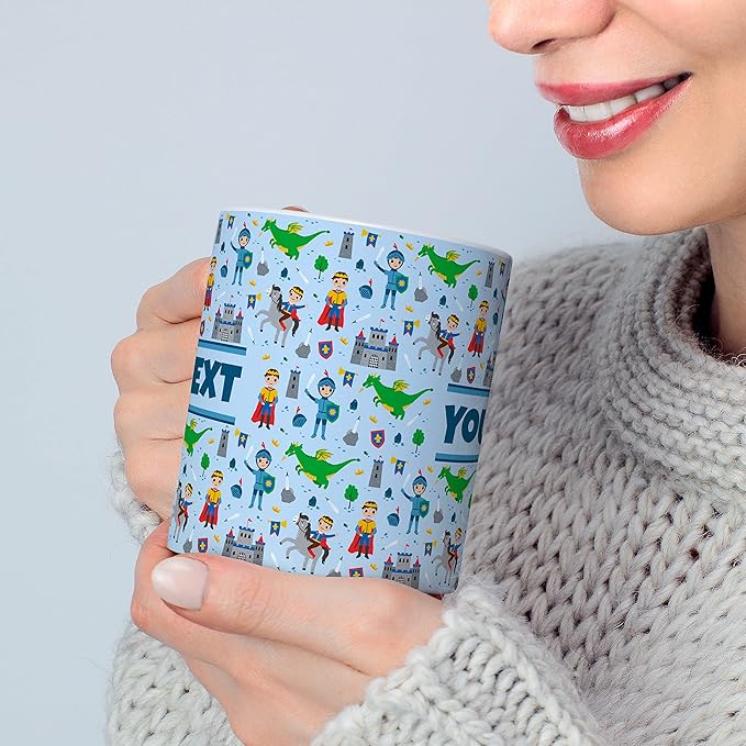 Personalized Mug for Kids - Princes - Custom Name/Text, Ceramic Hot Chocolate/Cocoa/Coffee Cup for Boys, Birthday/Christmas/Holiday Gift - 15 oz, Pink Handle