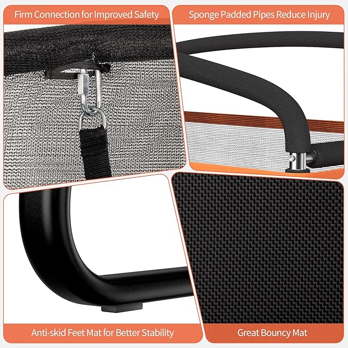 GYMAX Trampoline for Kids, 6FT Toddler Trampoline with Swing & Enclosure Safety Net, ASTM Approved Rectangle Recreational Trampoline for Indoor/Outdoor, Birthday for Baby Boys & Girls