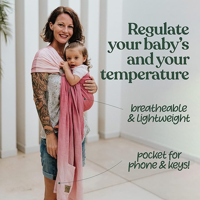 Nalakai Luxury Ring Sling Baby Carrier, Soft Linen Blend Baby Sling, Baby Wrap, Wear Your Little One Close to Your Heart, Comfort, Style