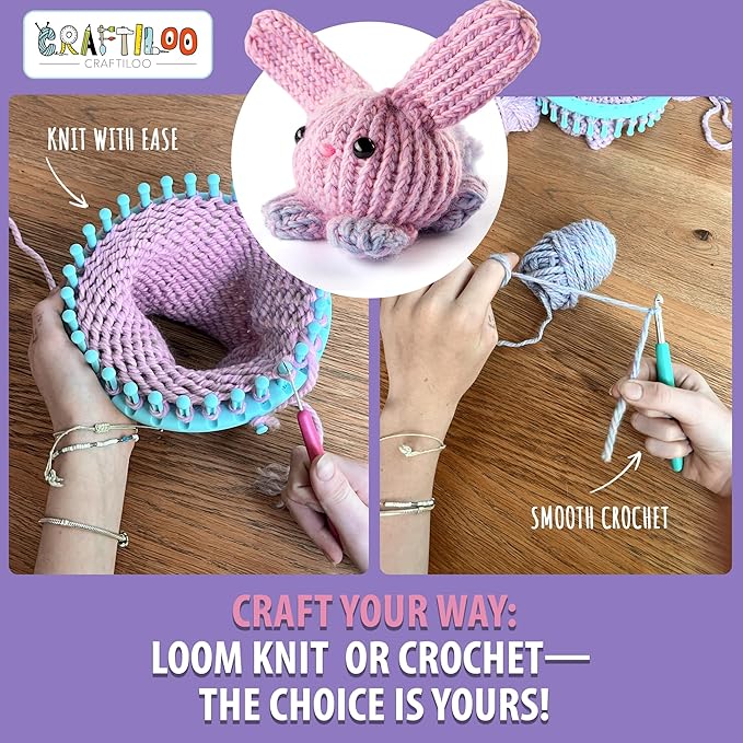 CRAFTILOO Loom Knitting and Crochet kit for Kids Crochet kit for Beginners Knitting kit for Beginners Knitting Loom Learn to Crochet Kits for Adults Beginner