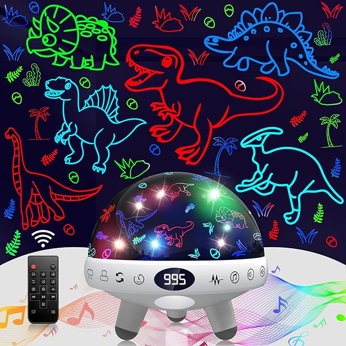YACHANCE Dinosaur Night Light Projector for Kids with Timer&Remote.Dinosaur Gifts for 1-12 Year Boy.Dinosaur Toys for Kids 5-7 Year Old.Dinosaur Decor for Boys Room.Baby Night Light with 29 Sounds