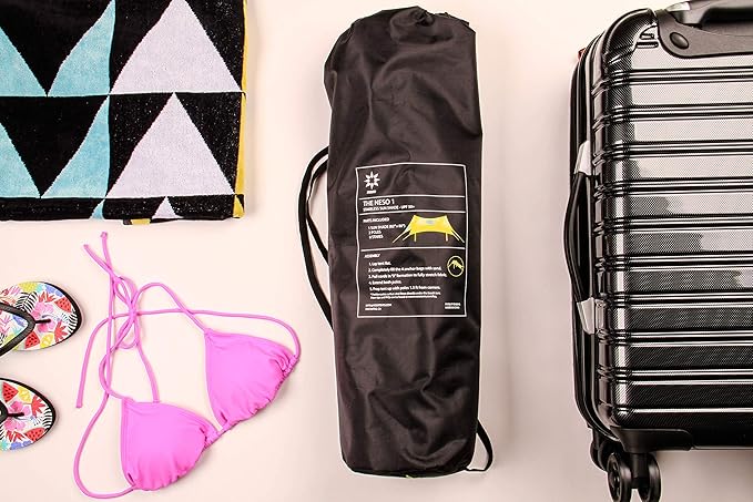 Neso Tents Beach Tent with Sand Anchor, Portable Canopy Sunshade - 7' x 7' - Patented Reinforced Corners(Aqua Fronds)