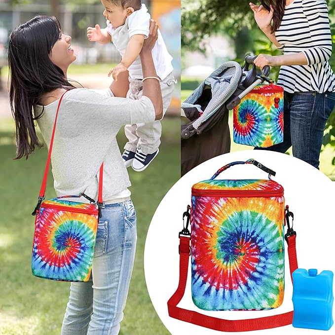 Breastmilk Cooler Bag with Ice Pack - Fits 4 Bottles Up to 9 Ounce - Insulated Baby Bottle Cooler on The Go with Strap