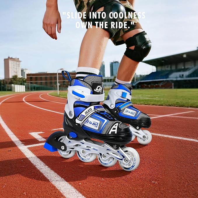 Adjustable Inline Skates for Kids, Teens, and Adults – ABEC-7 Bearings, PU Wheels, Comfortable Fit, for Indoor and Outdoor Skating