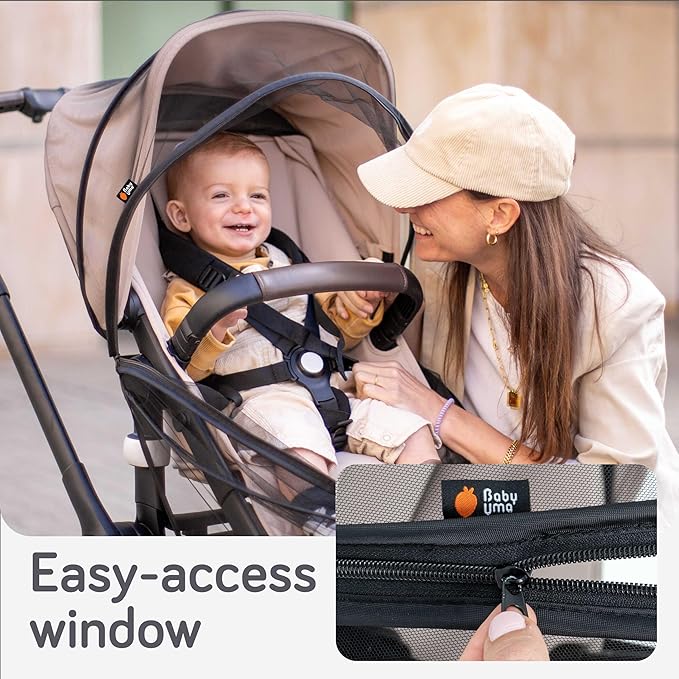 Baby Uma Baby Mosquito Net for Stroller - Universal Stroller Mosquito Net Cover, Breathable & Tear-Resistant 3D Mesh Insect Netting with Zip-up Window (+ Travel Bag)