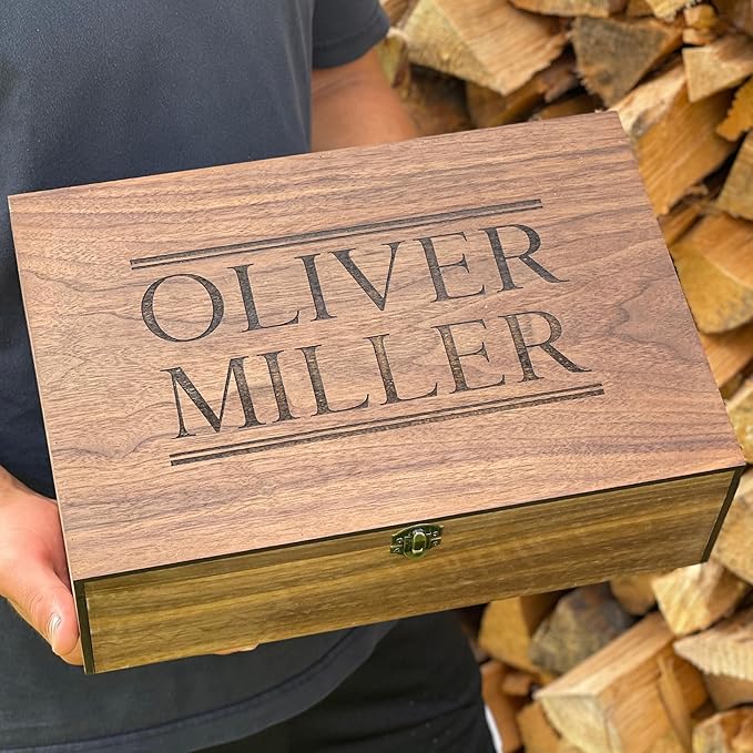 Personalized wooden name box for memories, keepsake Christmas gift, present for Him, Her, Boyfriend, Girlfriend, Baby Boy, Baby Girl, Brother, Sister, Guy, Groomsmen, Bride Friend for Birthday