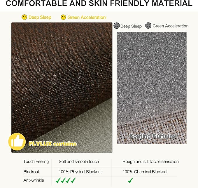 NICETOWN Plylux Blackout Curtains 95" Long for Office Dining Room, Thermal Insulated Sound Reducing Light Block Curtain Panels for Bedroom Modern Room Decorative (52" Wide, 2 Pieces, Sand)