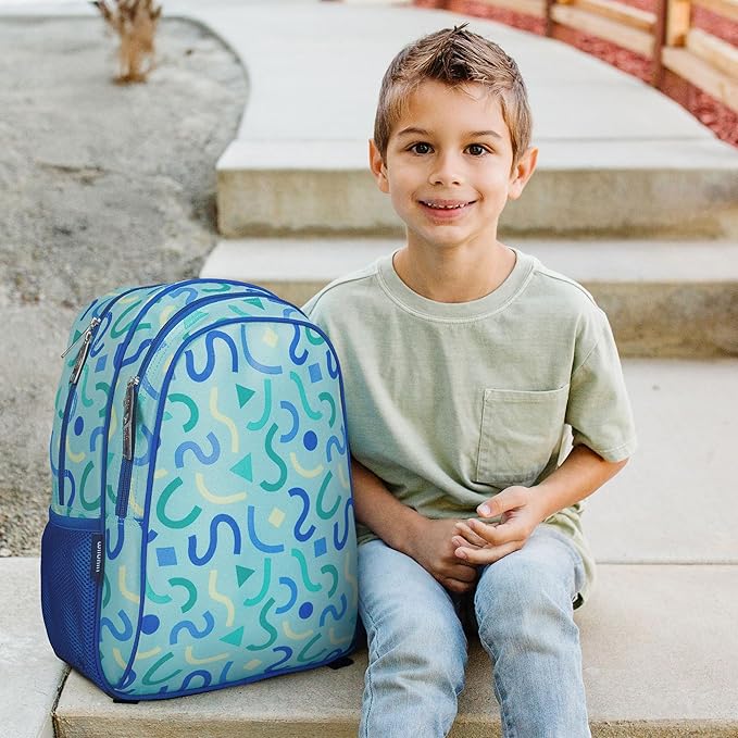 Wildkin 15-inch Kids Backpack – Durable, Padded, Adjustable for School & Travel - Confetti Blue