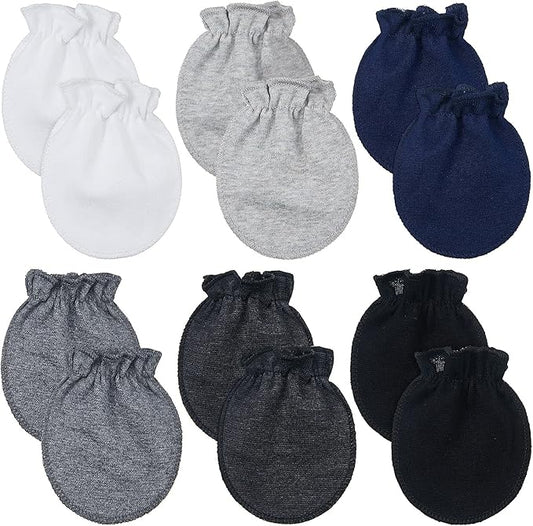 Syhood 6 Pairs Newborn Baby Mittens Cotton No Scratch Infant Gloves Mitten for Baby 0-6 Months Boys Girls