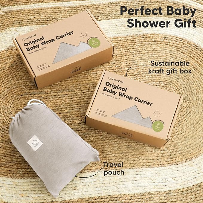KeaBabies Baby Wrap Carrier - All in 1 Original Baby Carrier Newborn to Toddler Sling, Easy to Wear, Hands Free Bonding, Lightweight, Breathable Infant Wraps (Stone Gray)