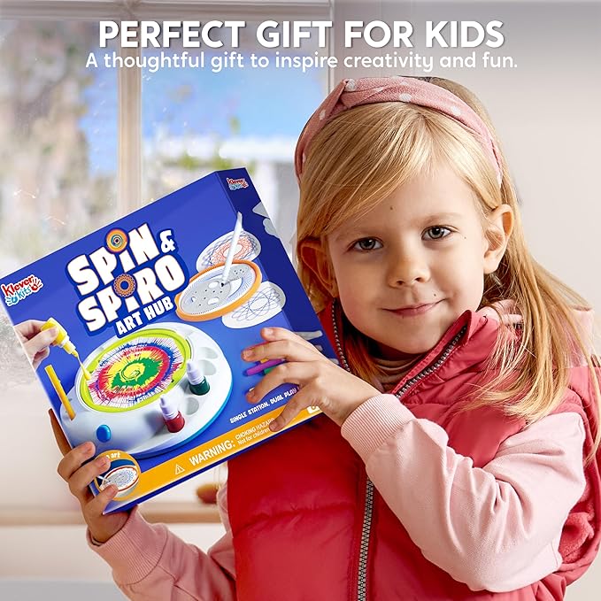 Klever Kits Spin Art for Kids, Spin Spiro Machine Kit, Arts & Crafts Paint for Boys & Girls, Painting Spinner Toys Kits, DIY Birthday Gifts for Kids Age 6 and up