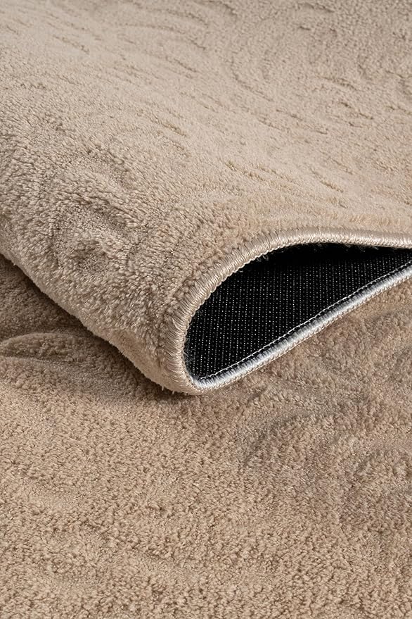 Non-Slip Washable 5x7 Area Rugs for Living Room Bedroom, Ultra Soft Bedside Rug, Indoor Floor Carpet for Kids Girls and Boys, Dorms, Nursery Rooms, Non-Skid Area Rug, Flower Beige, 5' x 7'