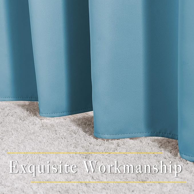 NICETOWN Room Darkening Curtains for Room Divider, Grommet Thermal Curtains Light & Sound Reducing Window Treatments for Sliding Glass Door, W66 x L110, Teal Blue, 2 Panels