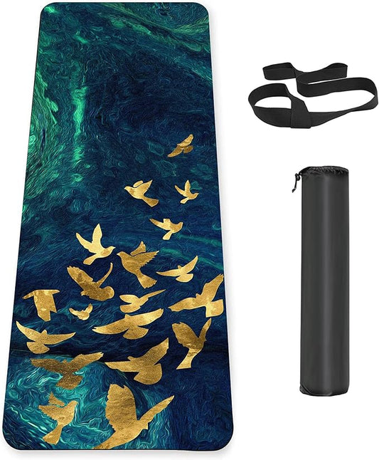 Non Slip Yoga Mat TPE Workout Mat for Men Women, Thick Workout Mat with Carrying Strap, Fitness Mats for Exercise, Yoga, Fitness, Pilates, Floor Workouts (72" x 24" x 6mm)