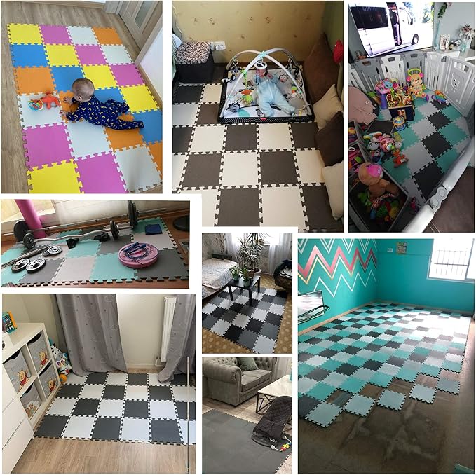 YIMINYUER® 20 Tiles (30cm×30cm×1cm Each Tile) Baby Soft Puzzle Play Mats, Kids Thick EVA Foam Floor, Toddlers & Children's Soft Interlocking Mat R01R04R06G301020