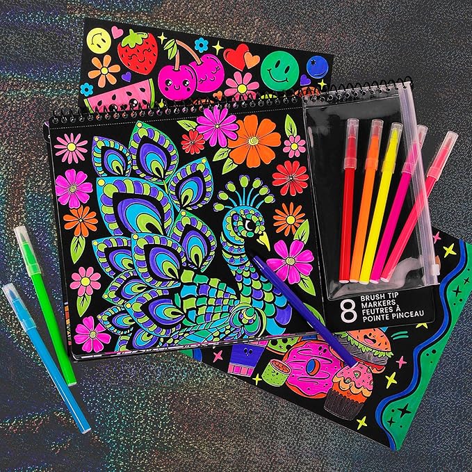 Fashion Angels Color Pop Poster Set, Includes 18 Posters & 8 Brush Tip Markers for Kids, Tweens & Teens, Perfect for Arts & Crafts, Coloring & DIY Room Decor