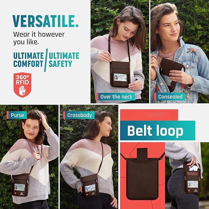 Neck Wallet, Travel Pouch For Passport Holder And Documents, Travel Neck Wallet For Traveling Women