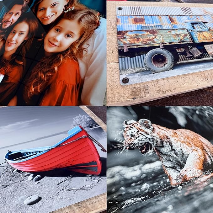 MUNDAZE Custom Portrait Metal Print on Reclaimed Wood Pallet Frame – Personalized Family Photo Gift – Glossy Aluminum Wall Art Keepsake – Made and Shipped in USA (16 x 12)