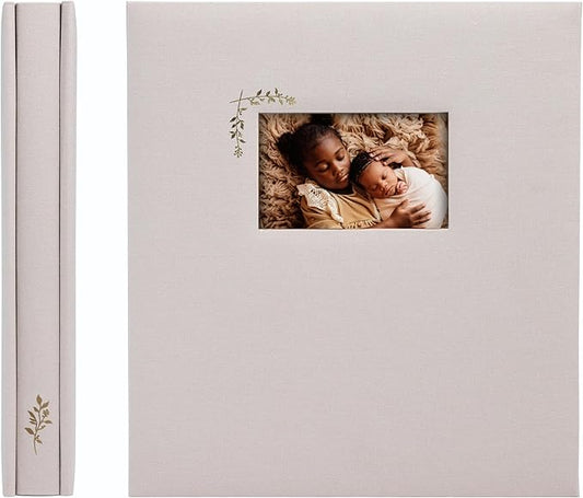 Premium Scrapbook Album – Acid-Free Photo Album with Writing Space – 100 Pages for Size 4x6 – Holds 500 Photos – Wedding, Baby, Travel & Family Memories (Taupe/Grey)
