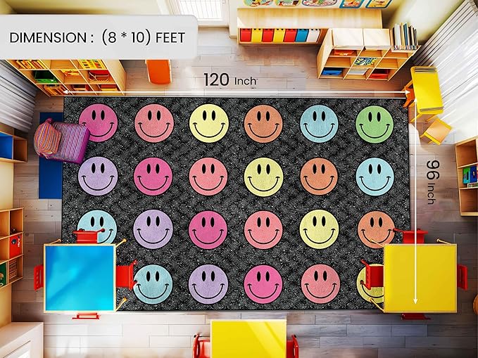OLEEK Large Classroom Rug Elementary 8x10 - Classroom Rugs for Kids Room - Classroom Carpet Elementary - Kids playroom Rug 8 x 10 - Preschool Rugs for Classroom - Schoolgirl Style Classroom Decor