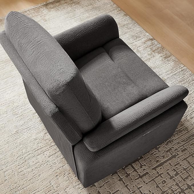 Power Recliner Chair Swivel Glider, Electric Rocking Recliner Chairs with USB and Type-C Ports, Nursery Chair Recliner for Office, Living Room, Bedroom（Dark Gray）