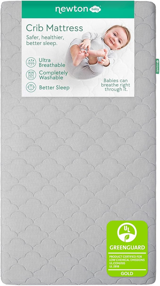 Newton Baby Crib Mattress and Toddler Bed - Waterproof - Ultra-Breathable Proven to Reduce Suffocation Risk, 100% Washable, Better Than Organic, 2-Stage Removable Cover, Deluxe 5.5" Thick Grey