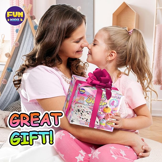 4 LB Milky Butter Slime Bucket Gift for Girls, FunKidz 64 FL OZ Huge Soft White Premade Scented Slime Kit Toy with 29 Variety Add-Ins Perfect Birthday Present for Kids Age 6+