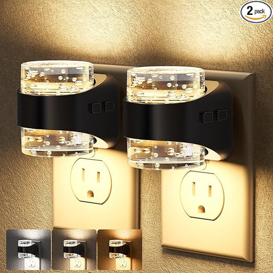 Briignite LED Night Light Plug into Wall[2 Pack] Dimmable Night Light with Bubble Design 3000K/4000K/5000K & 3 Brightness Levels for Baby Nursery, Hallway, Bathroom, Kids Room, 3CCT