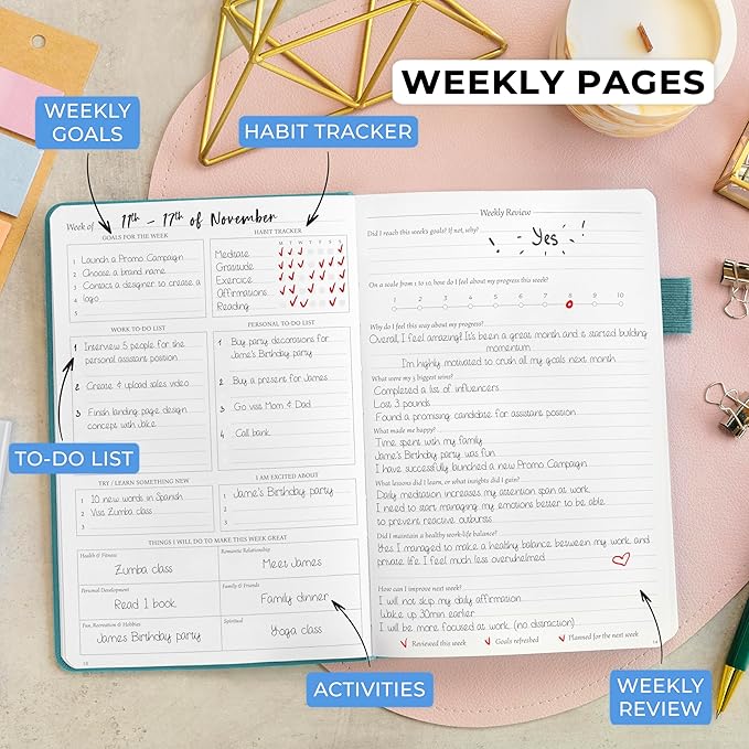 Legend Planner Daily for 3 Months – Undated Monthly Weekly & Daily Planner to Hit Goals. Organizer & Productivity Journal, A5 (Viridian Green)
