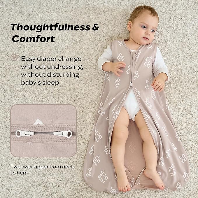 JELLYMONI Baby Sleep Sack 0-6 Months, 100% Cotton 3 Pack 0.5 TOG Baby Wearable Blanket Infant Sleep Sack with 2-Way Zipper Newborn Sleep Sacks