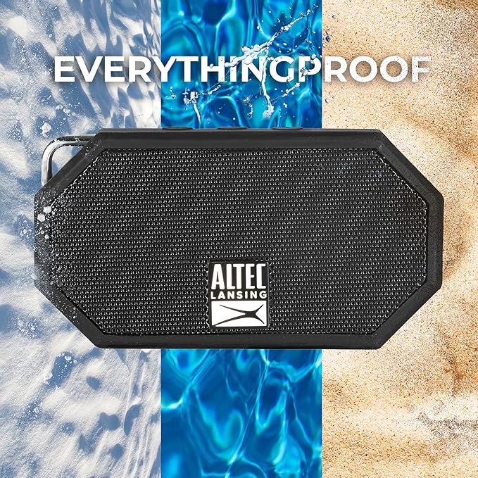 Altec Lansing Mini H2O - Waterproof Bluetooth Speaker, IP67 Certified & Floats in Water, Compact & Portable Speaker for Hiking, Camping, Pool, and Beach,Black