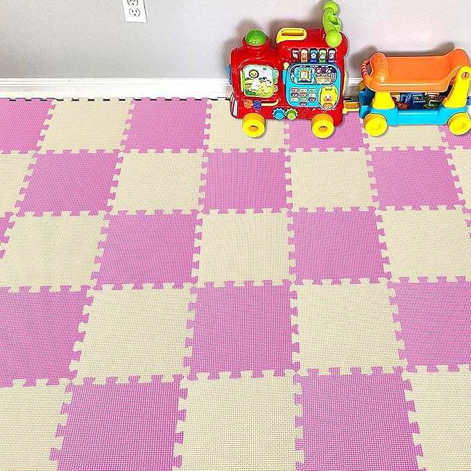 YIMINYUER® 25 Tiles (30cm×30cm×1cm Each Tile) Baby Soft Puzzle Play Mats, Kids Thick EVA Foam Floor, Toddlers & Children's Soft Interlocking Mat R03R10G301025