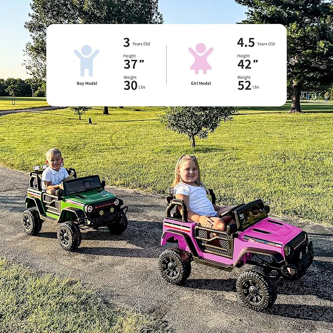 4WD Kids Ride on Car Truck, 12V 7Ah Kids Electric Vehicles Car Ride on Toy for Toddlers w/Remote Control - Pink