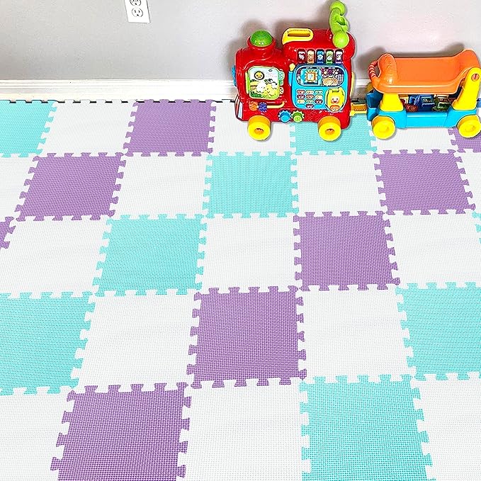 YIMINYUER® 25 Tiles (30cm×30cm×1cm Each Tile) Baby Soft Puzzle Play Mats, Kids Thick EVA Foam Floor, Toddlers & Children's Soft Interlocking Mat R01R08R11G301025