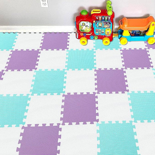YIMINYUER® 25 Tiles (30cm×30cm×1cm Each Tile) Baby Soft Puzzle Play Mats, Kids Thick EVA Foam Floor, Toddlers & Children's Soft Interlocking Mat R01R08R11G301025