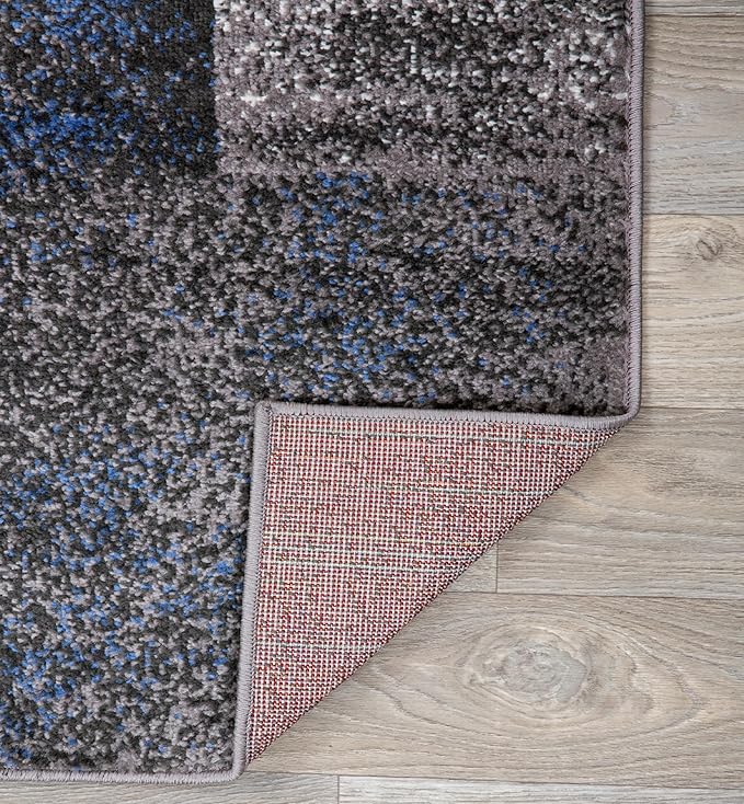 Rugshop Modern Distressed Boxes Area Rug 5' x 7' Blue