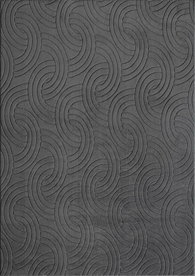 Non-Slip Washable 5x7 Area Rugs for Living Room Bedroom, Ultra Soft Bedside Rug, Indoor Floor Carpet for Kids Girls and Boys, Dorms, Nursery Rooms, Non-Skid Area Rug, Circle Anthracite Grey, 5'x7'