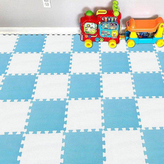 YIMINYUER® 25 Tiles (30cm×30cm×1cm Each Tile) Baby Soft Puzzle Play Mats, Kids Thick EVA Foam Floor, Toddlers & Children's Soft Interlocking Mat R01R07G301025
