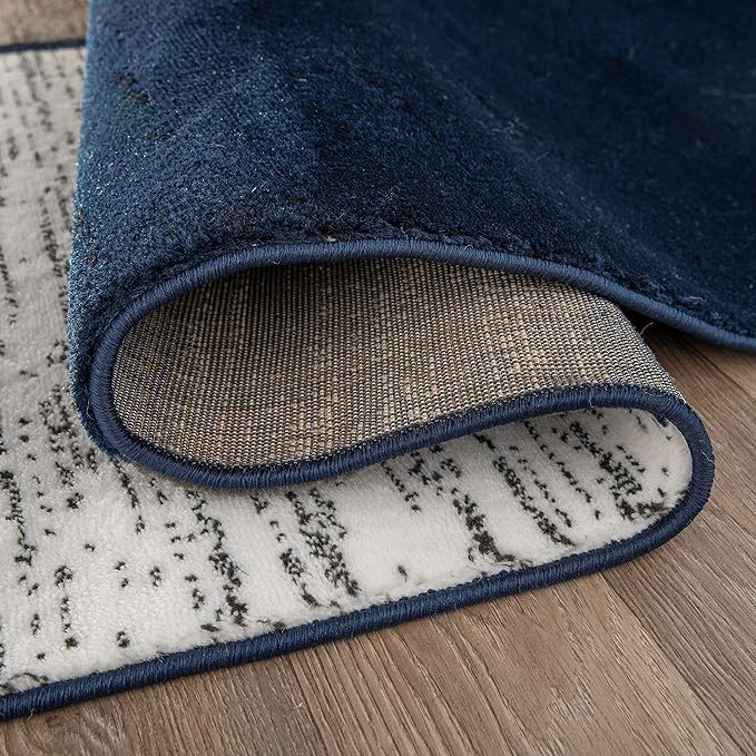 Rugshop Contemporary Modern Boxes Area Rug 5' 3" x 7' 3" Navy